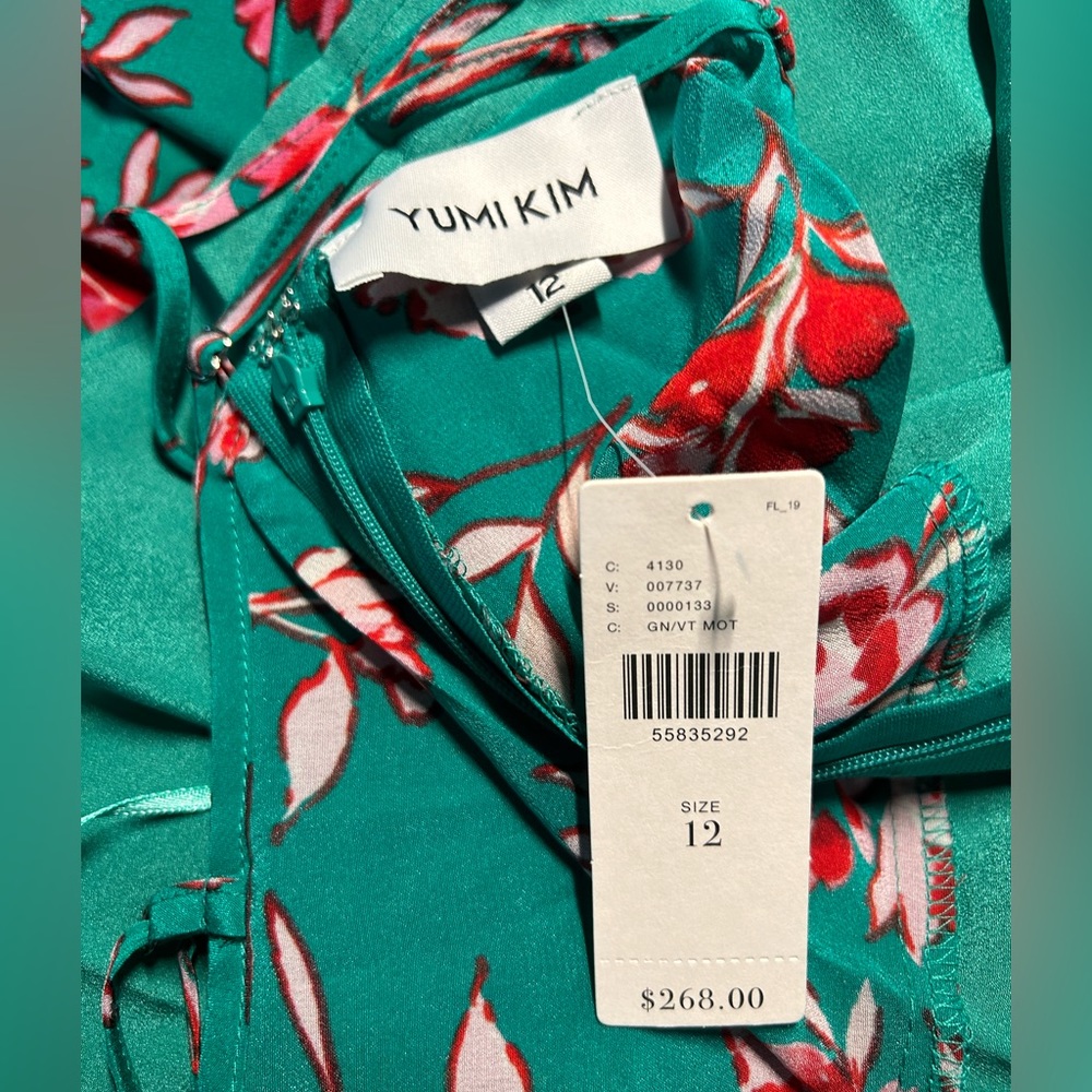 NWT Yumi Kim Anthropologie Vienna Silk Midi Dress Dandelion Emerald-Size 12 NWT - Picture 7 of 8